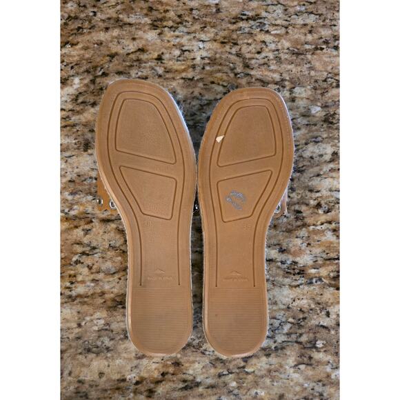 Kanna Women's Brown Tan Espadrilles Leather Size 7.5 scalloped blingy - Picture 6 of 7